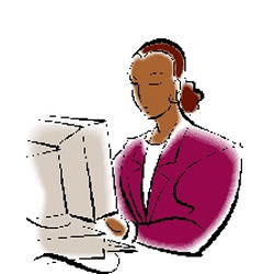 パソコンに向かう女性の画像